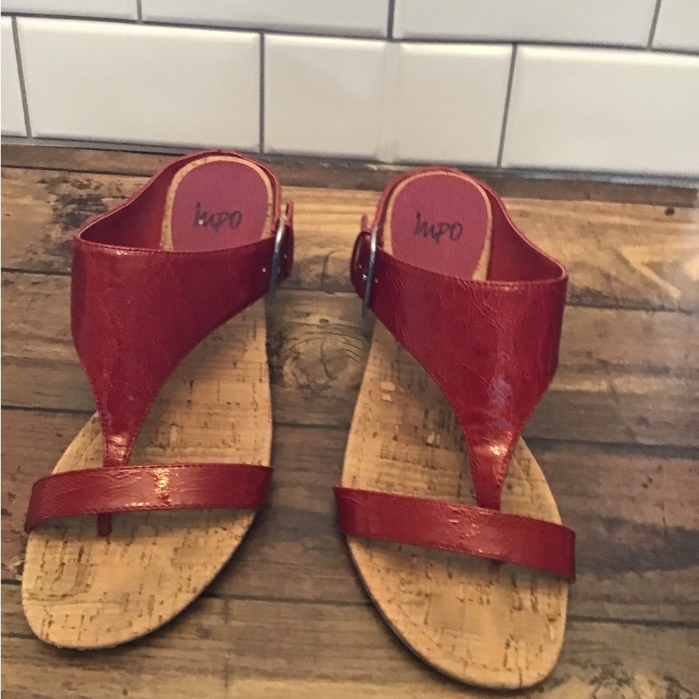 Red sandals, 9.5, worn couple times